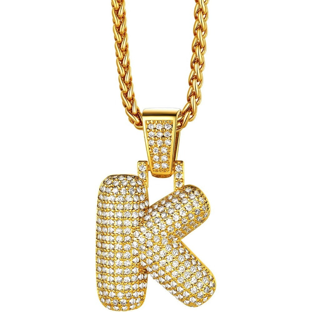 Richsteel Shiny Bubble Letter 18K Gold Plated Necklace