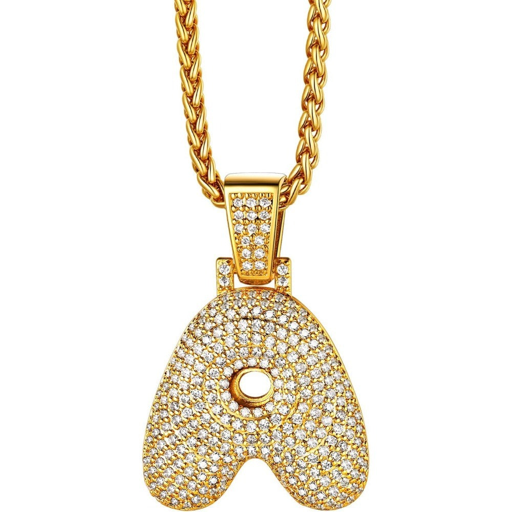 Richsteel Shiny Bubble Letter 18K Gold Plated Necklace