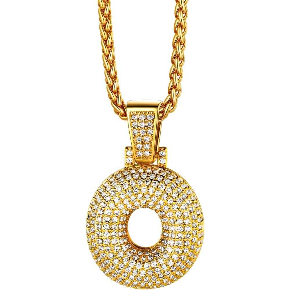 Richsteel Shiny Bubble Letter 18K Gold Plated Necklace