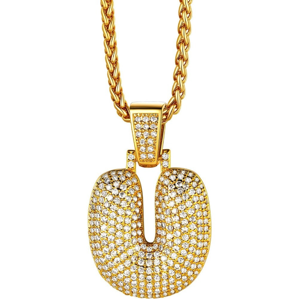 Richsteel Shiny Bubble Letter 18K Gold Plated Necklace