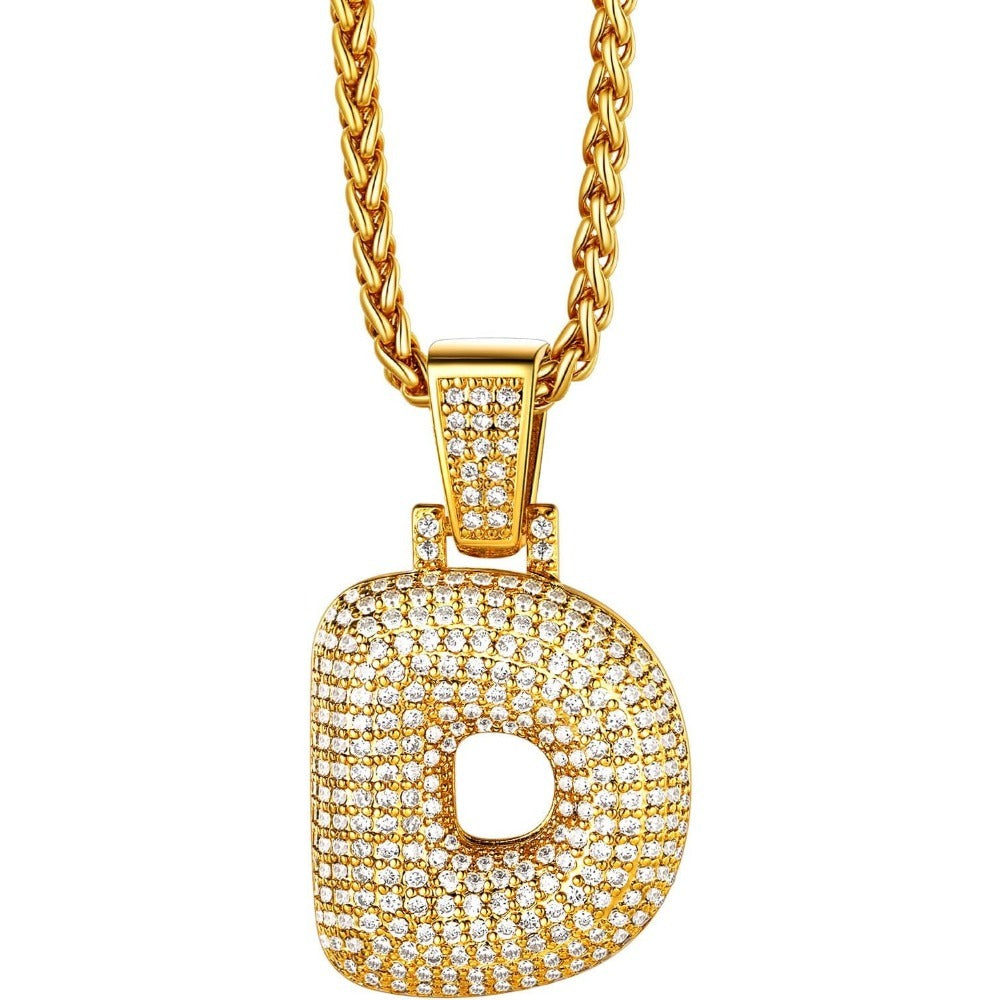 Richsteel Shiny Bubble Letter 18K Gold Plated Necklace