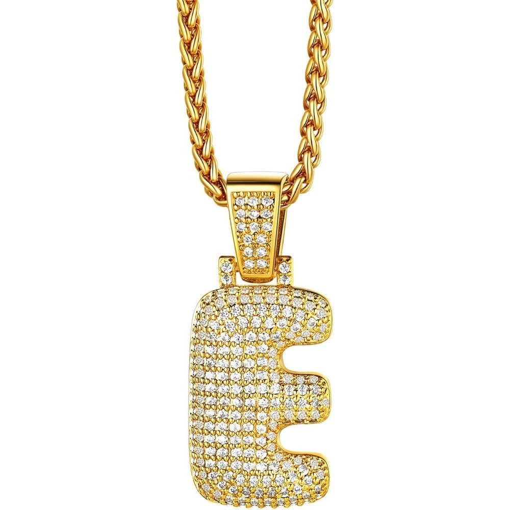 Richsteel Shiny Bubble Letter 18K Gold Plated Necklace