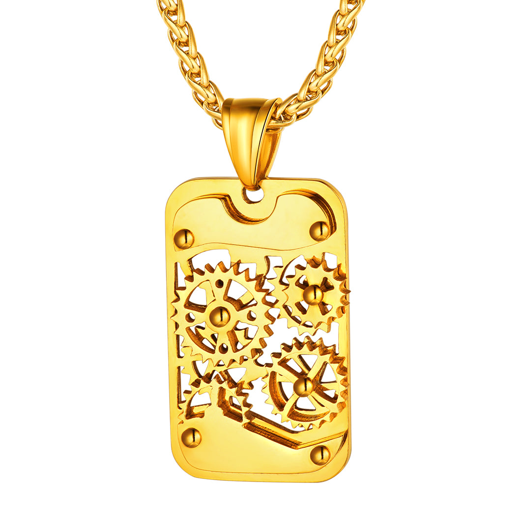 Richsteel steampunk Dog Tags Pendant Necklace