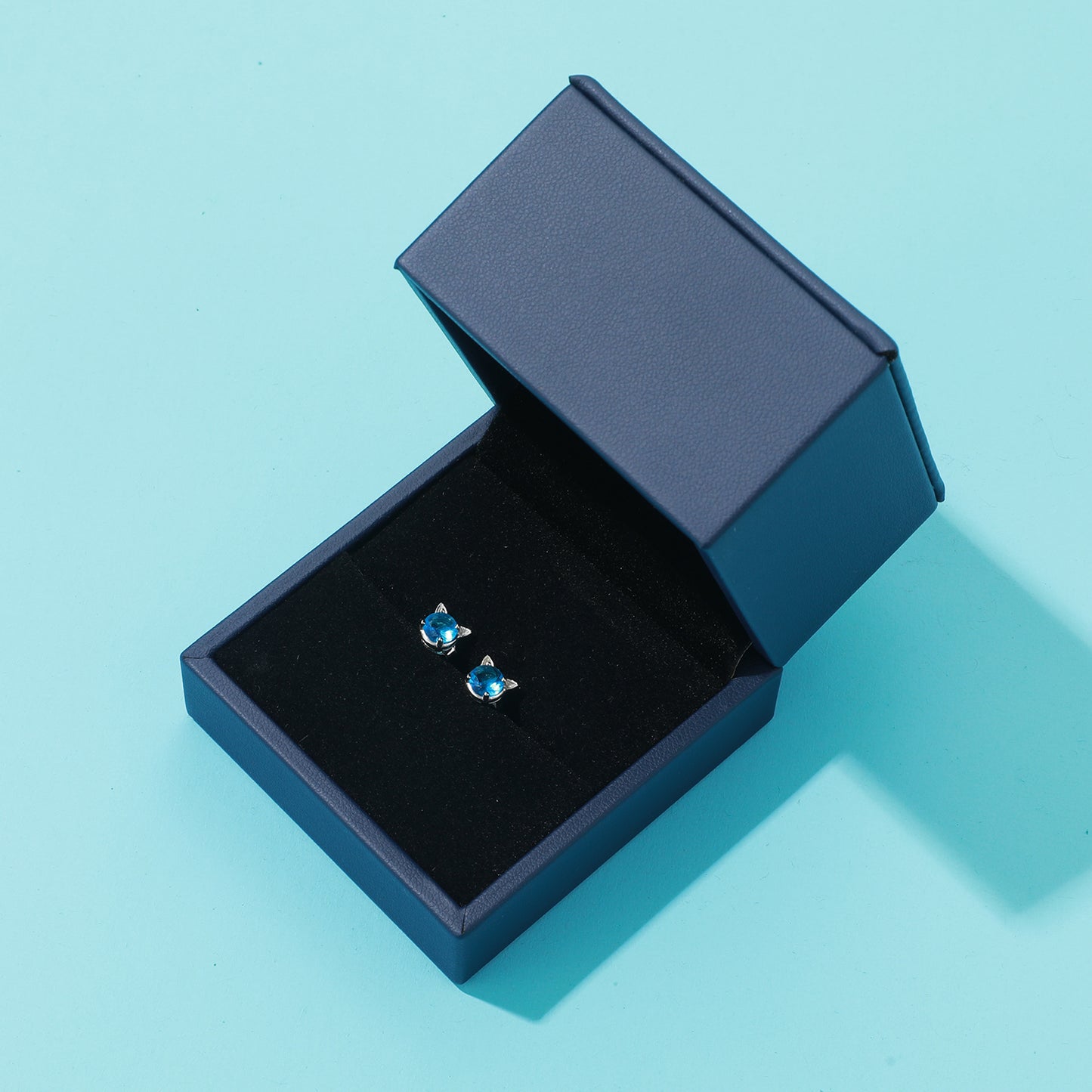 RichSteel Paste Jewellery Cute Cat Stud Earrings Birthstone in Sterling Silver