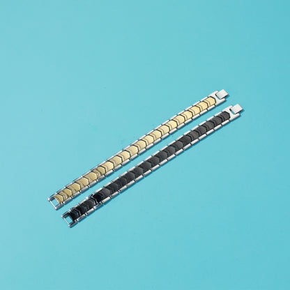 RichSteel Watch Chains for Men Women in Black/Gold Plated