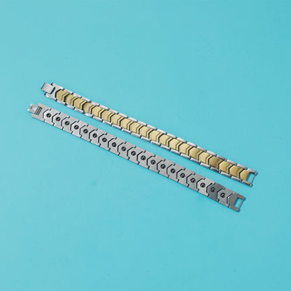 RichSteel Watch Chains for Men Women in Black/Gold Plated