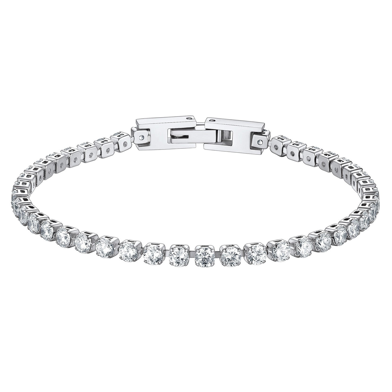 Richsteel Bracciale Tennis Donna In Acciaio Inox 316L Con Zirconi - Allungabile, Impermeabile, Antiallergico - Bianco O Nero