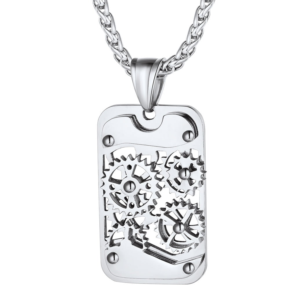Richsteel  steampunk Dog Tags Pendant Necklace