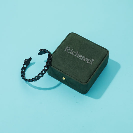 RichSteel Bracelets Adjustable Open Cuff Bangle Skull Cuff in Black Plated