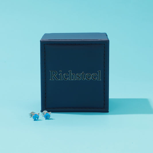 RichSteel Paste Jewellery Cute Cat Stud Earrings Birthstone in Sterling Silver