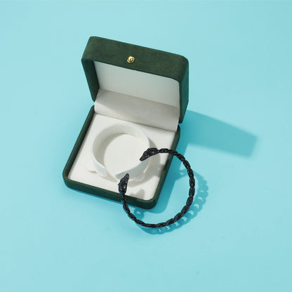 RichSteel Bracelets Adjustable Open Cuff Bangle Skull Cuff in Black Plated