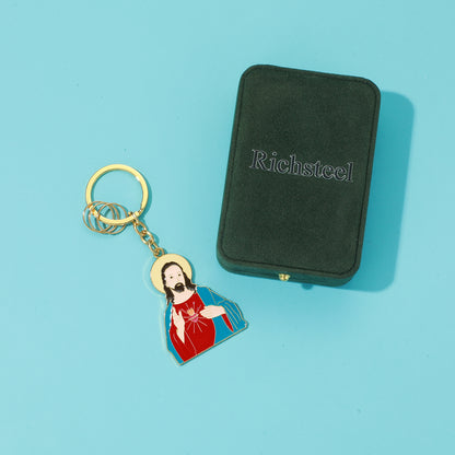 RichSteel Key Rings Jesus Key Chain in 18K Gold Plated